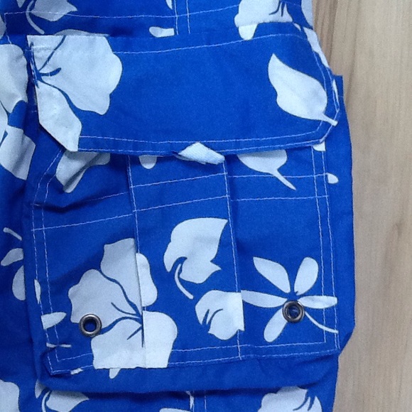 Men's Blue Hawaiian Print Swim Trunks Sz XL - Picture 3 of 8